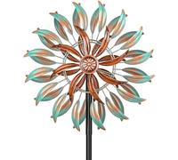 Moulin à Vent Solaire, Sculptures cinétiques à Vent à Lame Double Direction pour l'extérieur, Moulin à Vent Cinétique Éoliennes décoratives pour terrasse pelouse et Jardin (Feuille Bronze)