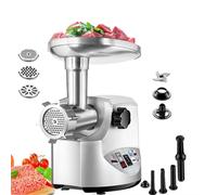 Moulin à viande robuste 700W Moteur, mineur électrique en acier inoxydable pour usage domestique, Assource avec 3 plaques de coupe, puissant transformateur de nourriture de poulet d'agneau de bœuf, ap