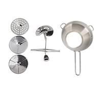 Moulin alimentaire en acier inoxydable |3 Assiettes Interchangeables pour Confitures/Purée de Pommes de Terre/Sauces |Presse-purée manuel pour fruits et légumes avec poignée -