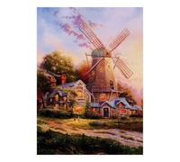 Moulin Cottage Coucher Soleil 1000 Pièces Mini Puzzle pour Adultes Idée | 38x26cm Carton Amateurs De Puzzles Relaxation Mentale Puzzle Fait Main Cadeau D'anniversaire Décor Maison
