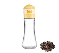 Moulin de cuisine mignon - Moulin à poivre manuel | Distributeur de table portable, bouteille en forme de canard jaune avec grossièreté réglable, récipient en verre rechargeable pour sel de mer et