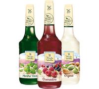 Moulin de Valdonne - Assortiment de Sirop de Grenadine, de sirop de Menthe et de sirop d'Orgeat pour boissons rafraîchissantes, cocktail avec ou sans alcool, 3 bouteilles 70 cl