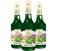Moulin de Valdonne Sirop de Menthe pour boisson rafraîchissante, cocktail avec ou sans alcool, 3 bouteilles 70 cl