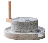 Moulin en pierre de granit naturel fait main pour broyer le lait de soja, la farine de blé, le jus de maïs, les graines de sésame, les amandes, les épices, les haricots mungo, avec cadre en bois, 20,3