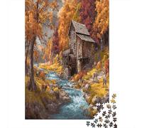 Moulin Rural en Bois au Bord de la rivière 70x50cm/1000pcs Puzzle pour Adultes - Cerfs broutant dans l'herbe,Jouet De DIY