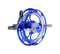Moulinet à mouche en aluminium avec roulements à billes scellés 2 + 1, frein avant actionné par molette et inertie de rotation équilibrée (85 mm bleu)