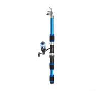 Moulinet de canne à pêche pour kit combo télescopique avec construction en fibre de carbone - Engrenage léger et portable pour diverses techniques de pêche (ensemble bleu)
