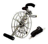 Moulinet de cerf-Volant, Enrouleur de cerf-Volant extérieur, Roue à Sangle en Acier Inoxydable, Roue Anti-Retour à Frein Silencieux (Color : SilverA, Size : 32cm)