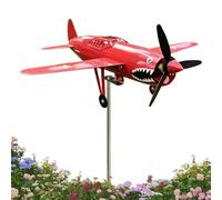 Moulinet de jardin | Décoration météorologique avion bouche de requin | Moulinet métallique de guerre - pour patio, jardin, pelouse, parterre, juillet, amant, aviation, pilote, vétéran