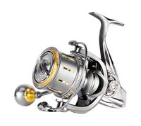 Moulinet de pêche 4.6:1 Ratio CNC Bouton Moulinet de pêche en eau salée 4.6 | Résistance maximale de 25 kg, cadre en aluminium, système d'arbre à vis sans fin, roulements 8 + 1, design moulé long
