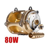 Moulinet de pêche à la traîne CNC entièrement en métal, for la pêche au Gros, très Grand Format, avec Une traînée maximale de 60 kg et Un Rapport de démultiplication élevé.(FX-80W)