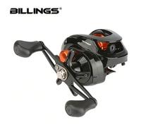 Moulinet de pêche à lancer 8 kg de traînée max avec système de freinage magnétique, rapport de démultiplication de 6,3:1, bobine en métal haute résistance, solide et durable Orange-Gauche,Orange-Droit