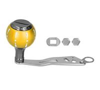 Moulinet de pêche à Profil Bas, à Bascule Unique et à Boule, avec poignée de Conversion en Acier Inoxydable et Bouton sphérique. Convient pour la pêche en Eau Douce et en mer. (Or)