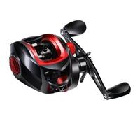 Moulinet de pêche à rapport de vitesse 7 2 1 avec frein magnétique supérieur pour un maximum de contrôle et d'efficacité (rouge (main gauche))