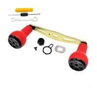 Moulinet de pêche avec poignée d'alimentation pour Abu Garcia et pour Daiwa S Baitcasting avec bras en alliage d'aluminium CNC et boutons en silicone, longueur 110 mm, couleur noire (main droite or