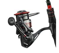 Moulinet de pêche, noir et rouge, roue métallique de pêche, poignée ergonomique antidérapante, récupération lisse du couple élevé, cadre léger et durable, pour offshore, crappie, bar, côte, glace