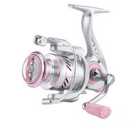 Moulinet de pêche rotatif à visser dans un petit modèle de leurre avec bobine en métal léger et frein à traînée de 14 kg pour un contrôle efficace du poisson (Rose-2500S)