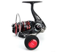 Moulinet de pêche série FS, bobine en alliage d'aluminium, système de roulement 1BB, rapport de vitesse 5.0:1, frein lisse pour la pêche en eau douce et salée, noir/rouge (FS7000)