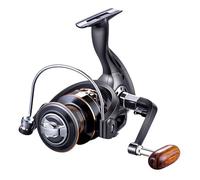 Moulinet de Pêche Spinning, tourniquetà Tambour Fixe 5,2:1, Moulinet de pêche Spinning Polyvalent, Fishing Reel Léger à 13 Roulements et Manche en Bois pour Gauchers et Droitiers