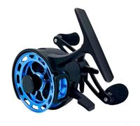 Moulinet de pêche sur glace 3 + 1BB 3.2:1, rapport de vitesse 8 kg, avec bouton de réglage micro-réglable, portable et prêt pour la pêche sur glace en lac et rivière (bleu, main droite)