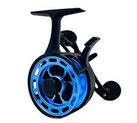 Moulinet de pêche sur glace à pied haut avec bouton de micro-réglage de précision, 3+1BB, rapport de vitesse 3.2:1 et traînée de 8 kg (bleu - main gauche)