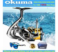Moulinet de pêche tout métal Okuma 12+1BB, résistance maximale 15KG, anti-eau de mer, moulinet rotatif 1000-5000 5000