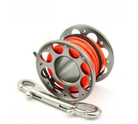 Moulinet de plongée conçu avec une structure légère en aluminium aéronautique T6061 et un double crochet en acier inoxydable 316 pour une utilisation dans les PME (15 m, gris)