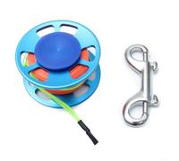 Moulinet de plongée convivial de 30 m avec poignée ergonomique et crochet robuste à double extrémité en acier inoxydable (bleu)