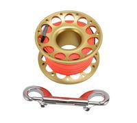 Moulinet de plongée sous-marine, bobine de doigt en aluminium d'aviation, 30 m, conception à double crochet en acier inoxydable, pour l'exploration sous-marine et les opérations (Or)