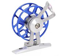 Moulinet d'eau douce pour pêche sur glace, en alliage d'aluminium sculpté, design industriel, sortie de trou rond, résistant à la corrosion (bleu)