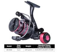 Moulinet fixe en métal série HB long moulinet de mer pour le surf Casting Bateau pêche en eau salée Utilisation avec poignée EVA Rapport de vitesse élevé 5.2 à 1 Taille de construction 500 à 7000