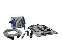 Moulinet industriel en acier avec tuyau de 9,1 m et kit de fixation de garage pour aspirateur sec/humide