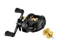 Moulinet robuste en métal équipé d'un système de frein magnétique à 10 aimants pour un contrôle anti-jeu supérieur pour la main gauche/droite (main gauche dorée)