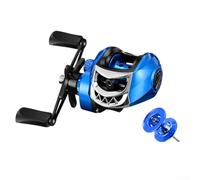 Moulinet robuste en métal équipé d'un système de freinage magnétique à 10 aimants pour un contrôle anti-jeu supérieur pour la main gauche/droite (main gauche) bleue