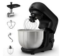 Moulinex Bake essential Robot pâtissier, 800 W, Bol 4.8 L, kit de pâtisserie, Hachoir à viande QA161810, Noir Glama