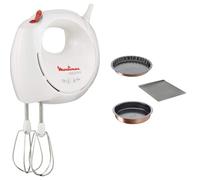 Moulinex Batteur électrique Easymax, 200 W, 2 vitesses, 2 jeux de fouets inclus, blanc ABM11A30 & lots de 2 moules Tefal Airbake + plaque à pâtisserie 30x35cm