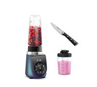 Moulinex Blend Up, Mini blender puissant, 1000W, 8 programmes automatiques, Glace pilée LM19H4F0 & Tefal Ice Force Couteau à éplucher 9 cm, Tranchant longue durée K2320514