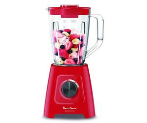 MOULINEX Blender électrique, Mixeur, 600 W, Bol 1,25 L, 5 programmes, 4 lames amovibles, Smoothies,