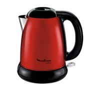Moulinex Subito Bouilloire sans fil, Capacité 1,7 L, Inox, Résistance cachée, Niveau d’eau visible, Rouge BY540510