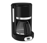 Moulinex Cafetière filtre programmable 24h, Design noir vintage, Capacité 1,25 L, 10 à 15 tasses, Porte-filtre pivotant, Maintien au chaud 30 min, Verseuse verre, Soleil FG380B10