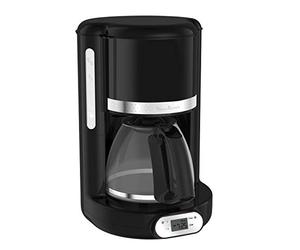Moulinex Cafetière filtre programmable 24h, Design noir vintage, Capacité 1,25 L, 10 à 15 tasses, Porte-filtre pivotant, Maintien au chaud 30 min, Verseuse verre, Soleil FG380B10