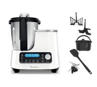 Moulinex ClickChef Robot de Cuisine Multifonction 3.6 L Receveur en Castellano, 5 Programmes Auto, Température 30 à 120 degrés Celsius, 12 vitesses, 1400 W, 32 fonctions, Vapeur Blanche, HF45PRBL