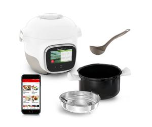Moulinex Cookeo Touch Wifi Mini, Multicuiseur intelligent haute pression, 3 litres, 100 recettes intégrées et recettes gratuites via Wifi, écran tactile, YY5132FB, Blanc