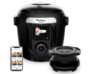 Moulinex - Cookeo Wi-Fi 10-en-1 Multicuiseur + extra crisp - 6 L - Noir | Multicuiseur intelligent connecté avec accessoire air fryer Extra Crisp - 150 recettes - 14 modes de cuisson - 6 personnes
