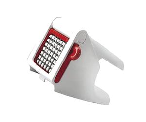 Moulinex - Coupe-frites et légumes manuel XL avec grille - Blanc et Rouge | Coupe légumes manuel pour réaliser des frites maison sans effort - Lames inox Thiers - Compatible avec lave vaisselle