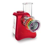 Moulinex DJ812510 Découpe Légumes Électrique Fresh Express Max 5 en 1 Râper Fin Épais Trancher Gratter Fromage Mandoline Légumes Fruits Glace Pilée 260W Rouge