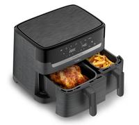 Moulinex Dual Easy Fry EZ901H20 friteuse Double 8,3 L Autonome 2700 W Friteuse d'air chaud Charbon de bois, Gris