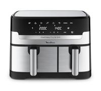 Moulinex Dual Easy Fry EZ905D20 friteuse Double 8,3 L Autonome 2450 W Friteuse d’air chaud Noir, Acier inoxydable