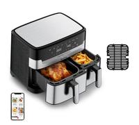 Moulinex Dual Easy Fry EZ905D20 friteuse Double 8,3 L Autonome 2450 W Friteuse d’air chaud Noir, Acier inoxydable