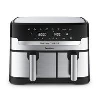 Moulinex Dual Easy Fry EZ905D20 friteuse Double 8,3 L Autonome 2450 W Friteuse d’air chaud Noir, Acier inoxydable